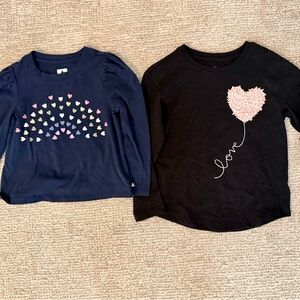 GAP Kids' Navy and Black Heart Long Sleeve Tops